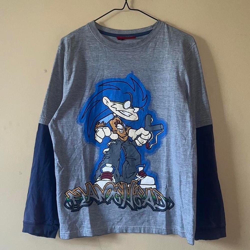 Vintage Y2K JNCO Flamehead Layered Longsleeve Graphic Skate Tee